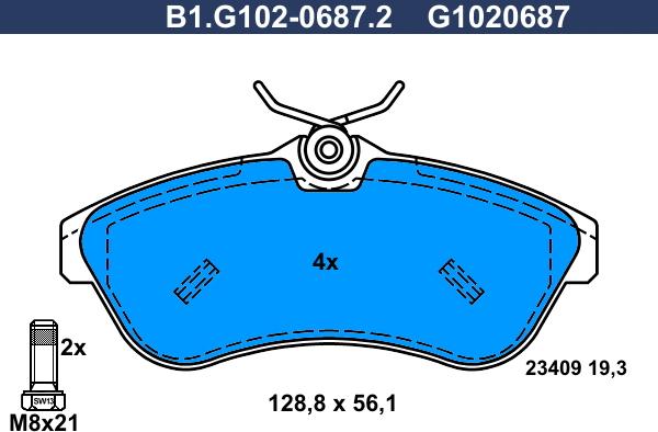Galfer B1.G102-0687.2 - Гальмівні колодки, дискові гальма autozip.com.ua