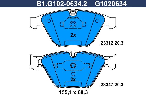 Galfer B1.G102-0634.2 - Гальмівні колодки, дискові гальма autozip.com.ua