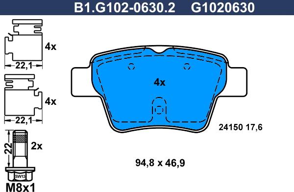 Galfer B1.G102-0630.2 - Гальмівні колодки, дискові гальма autozip.com.ua