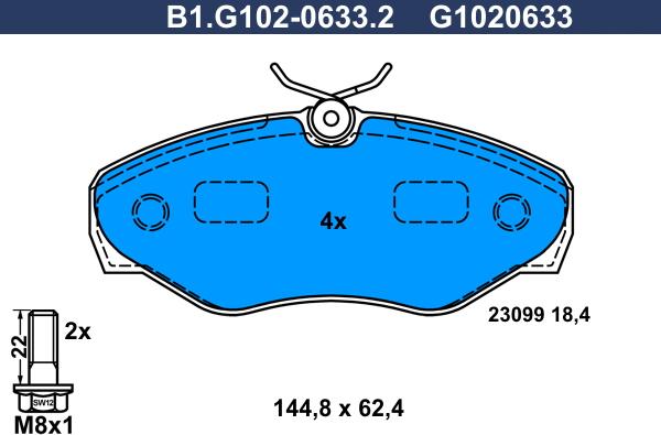 Galfer B1.G102-0633.2 - Гальмівні колодки, дискові гальма autozip.com.ua