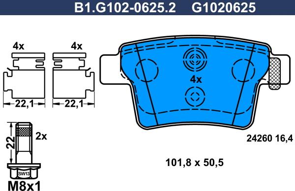 Galfer B1.G102-0625.2 - Гальмівні колодки, дискові гальма autozip.com.ua