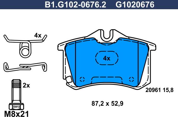 Galfer B1.G102-0676.2 - Гальмівні колодки, дискові гальма autozip.com.ua