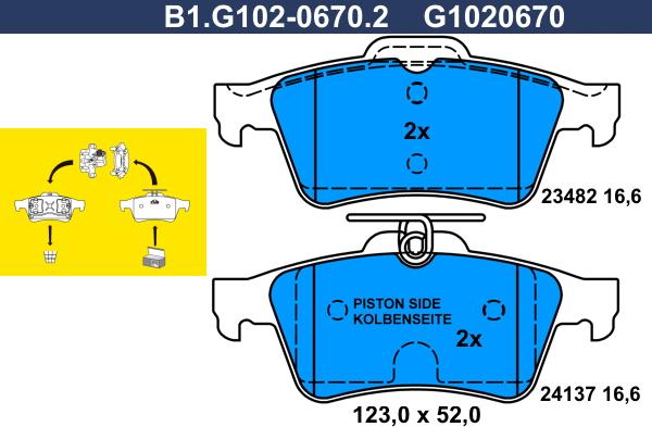 Galfer B1.G102-0670.2 - Гальмівні колодки, дискові гальма autozip.com.ua