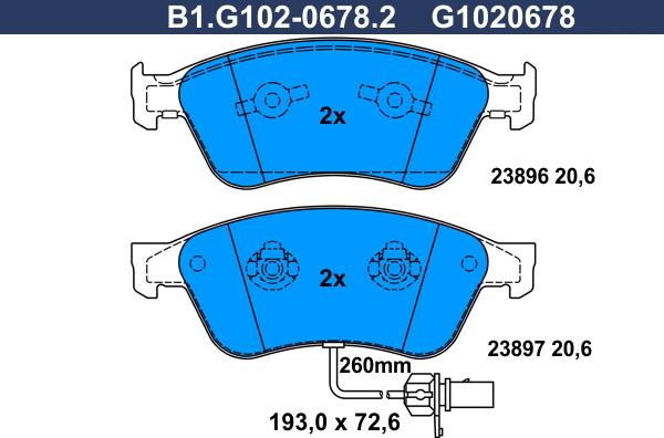 Galfer B1.G102-0678.2 - Гальмівні колодки, дискові гальма autozip.com.ua