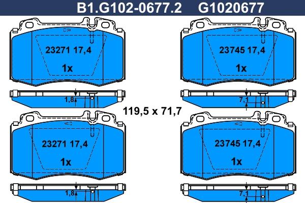 Galfer B1.G102-0677.2 - Гальмівні колодки, дискові гальма autozip.com.ua