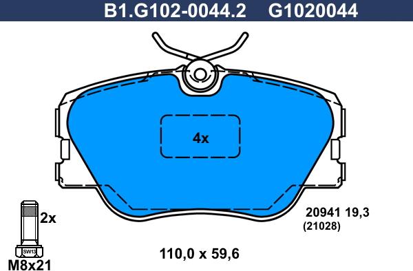 Galfer B1.G102-0044.2 - Гальмівні колодки, дискові гальма autozip.com.ua