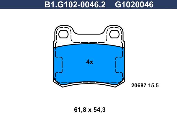 Galfer B1.G102-0046.2 - Гальмівні колодки, дискові гальма autozip.com.ua