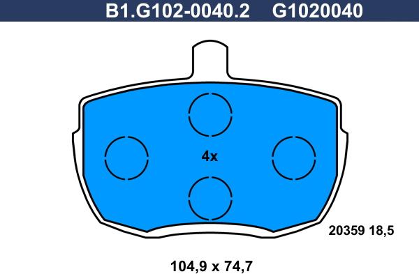 Galfer B1.G102-0040.2 - Гальмівні колодки, дискові гальма autozip.com.ua