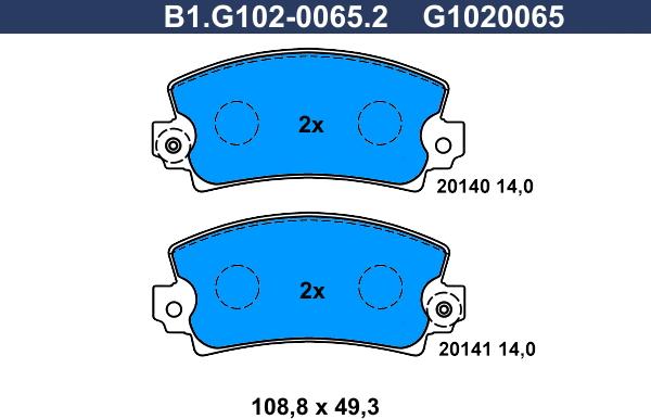 Galfer B1.G102-0065.2 - Гальмівні колодки, дискові гальма autozip.com.ua