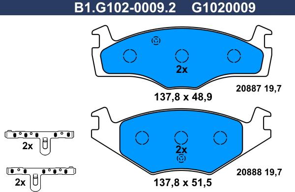 Galfer B1.G102-0009.2 - Гальмівні колодки, дискові гальма autozip.com.ua