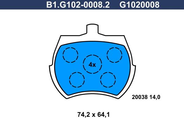 Galfer B1.G102-0008.2 - Гальмівні колодки, дискові гальма autozip.com.ua