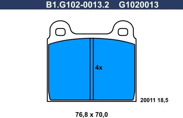 Galfer B1.G102-0013.2 - Гальмівні колодки, дискові гальма autozip.com.ua