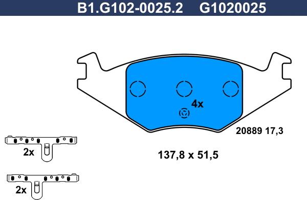 Galfer B1.G102-0025.2 - Гальмівні колодки, дискові гальма autozip.com.ua