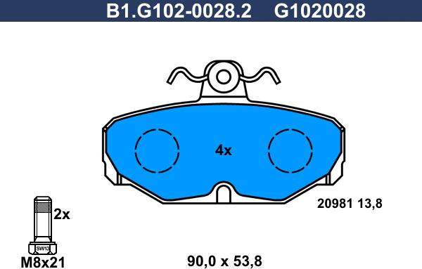 Galfer B1.G102-0028.2 - Гальмівні колодки, дискові гальма autozip.com.ua