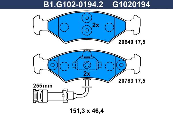 Galfer B1.G102-0194.2 - Гальмівні колодки, дискові гальма autozip.com.ua