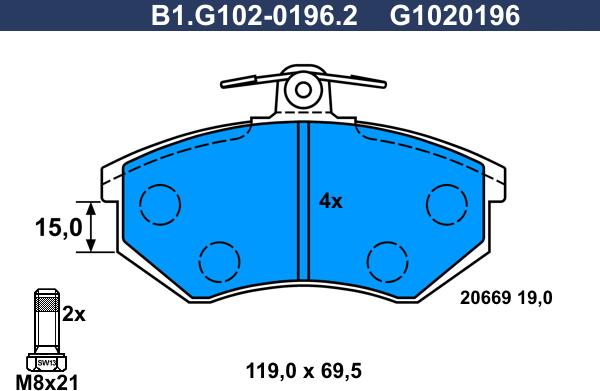 Galfer B1.G102-0196.2 - Гальмівні колодки, дискові гальма autozip.com.ua