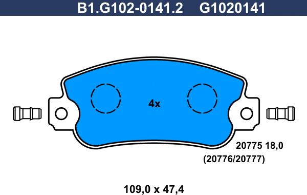 Galfer B1.G102-0141.2 - Гальмівні колодки, дискові гальма autozip.com.ua