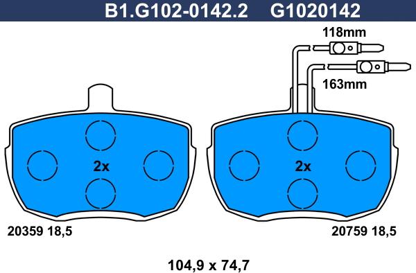 Galfer B1.G102-0142.2 - Гальмівні колодки, дискові гальма autozip.com.ua