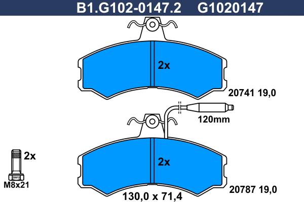 Galfer B1.G102-0147.2 - Гальмівні колодки, дискові гальма autozip.com.ua