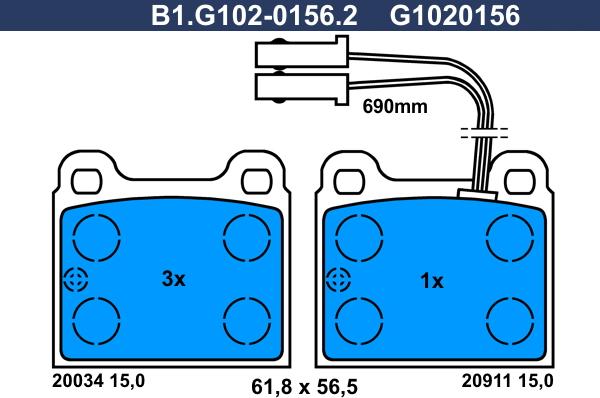 Galfer B1.G102-0156.2 - Гальмівні колодки, дискові гальма autozip.com.ua