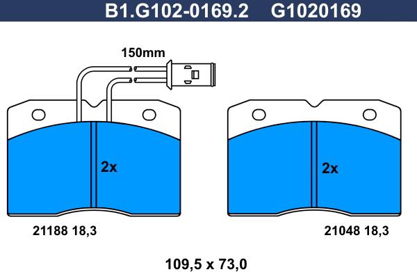 Galfer B1.G102-0169.2 - Гальмівні колодки, дискові гальма autozip.com.ua