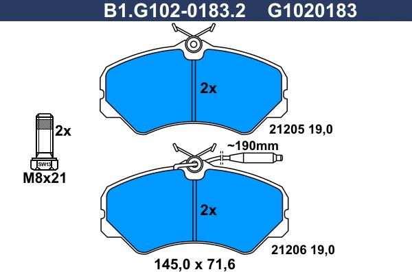 Galfer B1.G102-0183.2 - Гальмівні колодки, дискові гальма autozip.com.ua