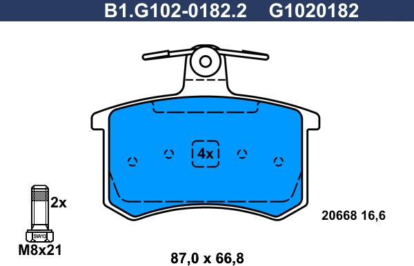 Galfer B1.G102-0182.2 - Гальмівні колодки, дискові гальма autozip.com.ua