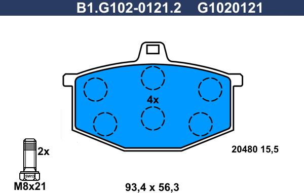 Galfer B1.G102-0121.2 - Гальмівні колодки, дискові гальма autozip.com.ua