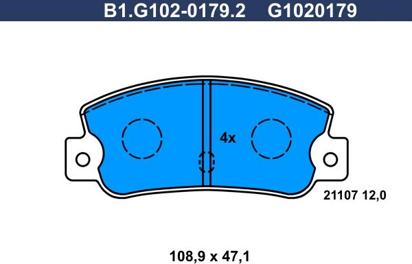 Galfer B1.G102-0179.2 - Гальмівні колодки, дискові гальма autozip.com.ua