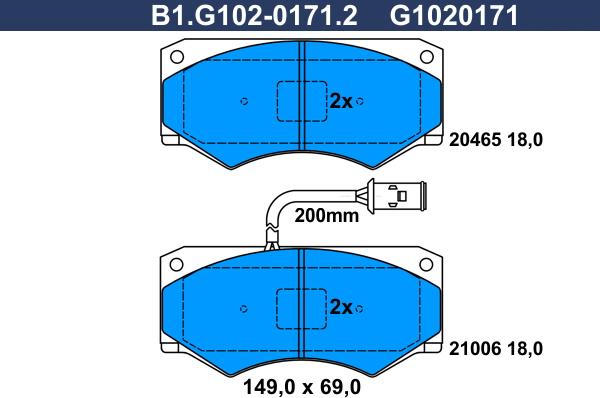 Galfer B1.G102-0171.2 - Гальмівні колодки, дискові гальма autozip.com.ua