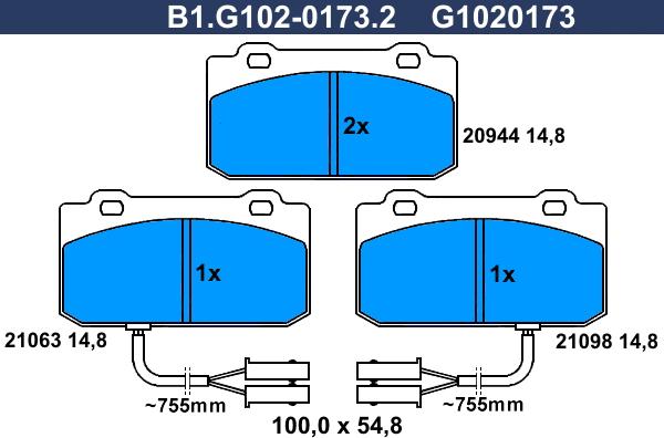 Galfer B1.G102-0173.2 - Гальмівні колодки, дискові гальма autozip.com.ua