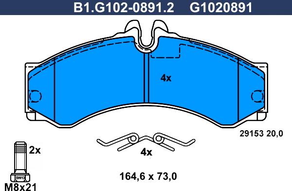 Galfer B1.G102-0891.2 - Гальмівні колодки, дискові гальма autozip.com.ua