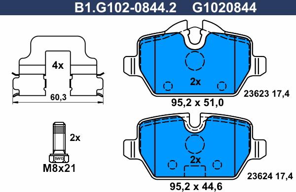 Galfer B1.G102-0844.2 - Гальмівні колодки, дискові гальма autozip.com.ua