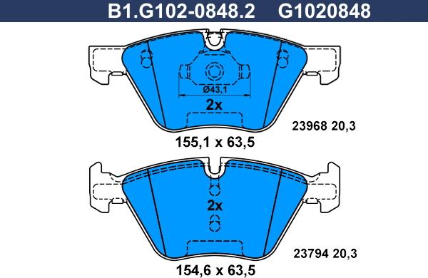 Galfer B1.G102-0848.2 - Гальмівні колодки, дискові гальма autozip.com.ua