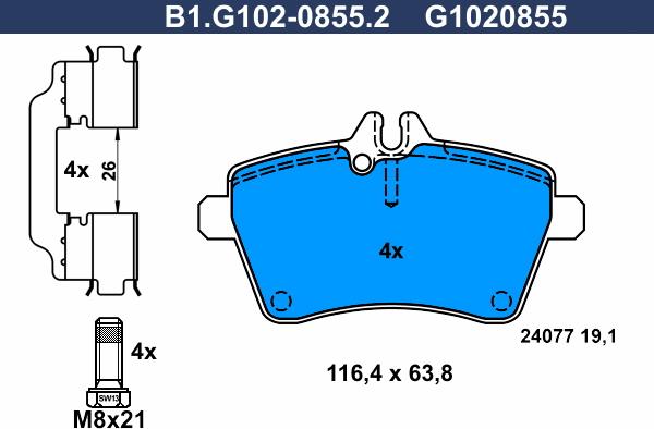 Galfer B1.G102-0855.2 - Гальмівні колодки, дискові гальма autozip.com.ua