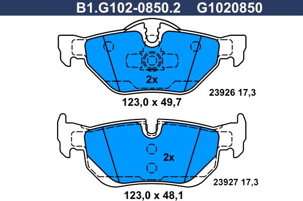 Galfer B1.G102-0850.2 - Гальмівні колодки, дискові гальма autozip.com.ua