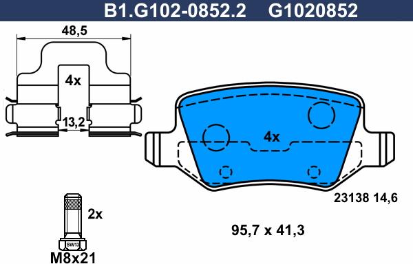 Galfer B1.G102-0852.2 - Гальмівні колодки, дискові гальма autozip.com.ua