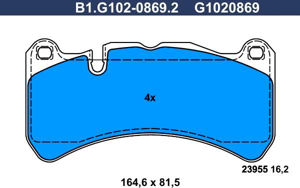 Galfer B1.G102-0869.2 - Гальмівні колодки, дискові гальма autozip.com.ua