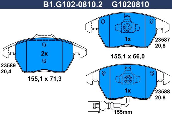 Galfer B1.G102-0810.2 - Гальмівні колодки, дискові гальма autozip.com.ua