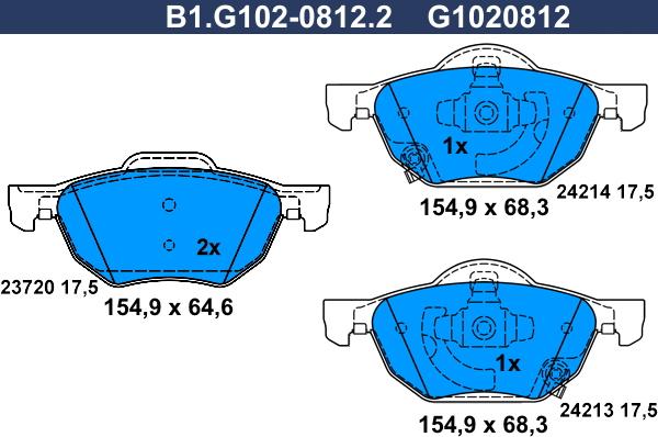 Galfer B1.G102-0812.2 - Гальмівні колодки, дискові гальма autozip.com.ua