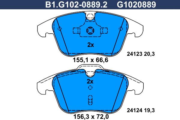 Galfer B1.G102-0889.2 - Гальмівні колодки, дискові гальма autozip.com.ua