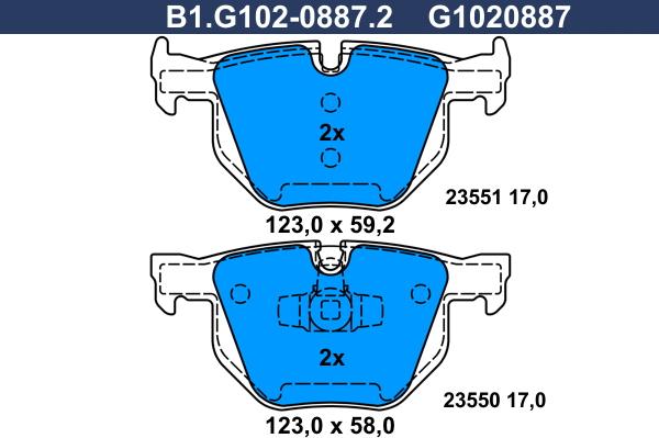 Galfer B1.G102-0887.2 - Гальмівні колодки, дискові гальма autozip.com.ua