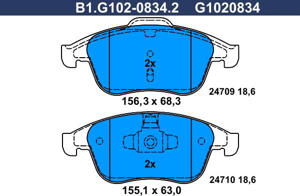 Galfer B1.G102-0834.2 - Гальмівні колодки, дискові гальма autozip.com.ua