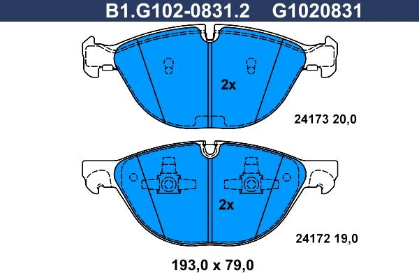 Galfer B1.G102-0831.2 - Гальмівні колодки, дискові гальма autozip.com.ua