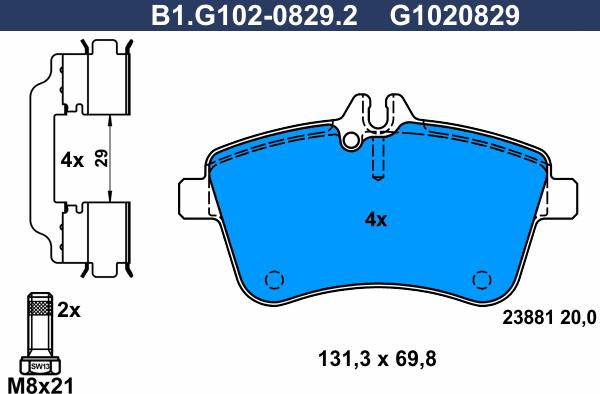 Galfer B1.G102-0829.2 - Гальмівні колодки, дискові гальма autozip.com.ua