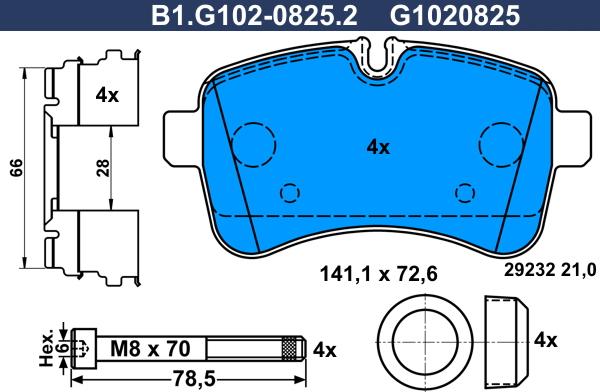 Galfer B1.G102-0825.2 - Гальмівні колодки, дискові гальма autozip.com.ua