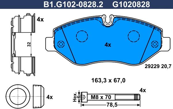 Galfer B1.G102-0828.2 - Гальмівні колодки, дискові гальма autozip.com.ua