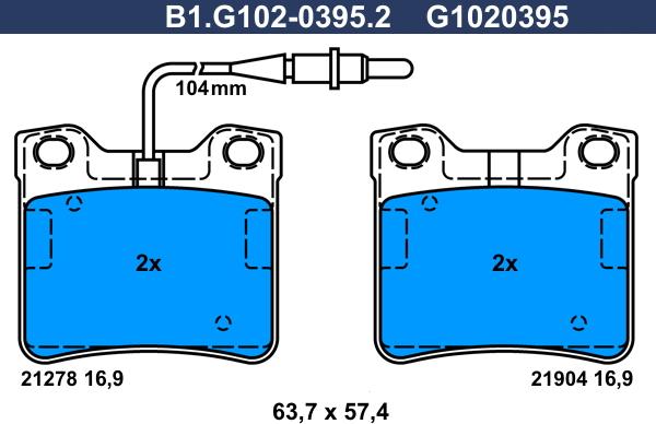 Galfer B1.G102-0395.2 - Гальмівні колодки, дискові гальма autozip.com.ua