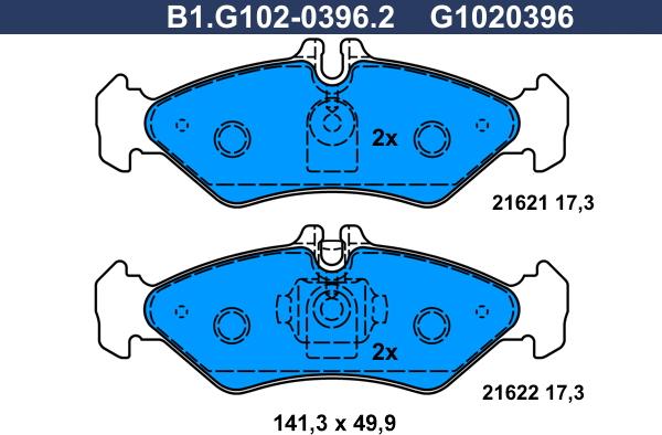 Galfer B1.G102-0396.2 - Гальмівні колодки, дискові гальма autozip.com.ua