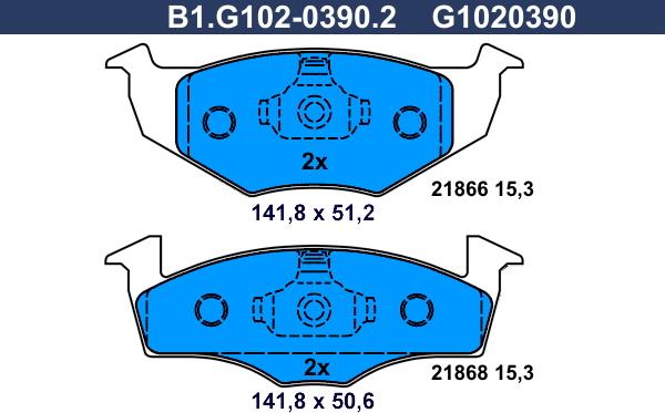 Galfer B1.G102-0390.2 - Гальмівні колодки, дискові гальма autozip.com.ua